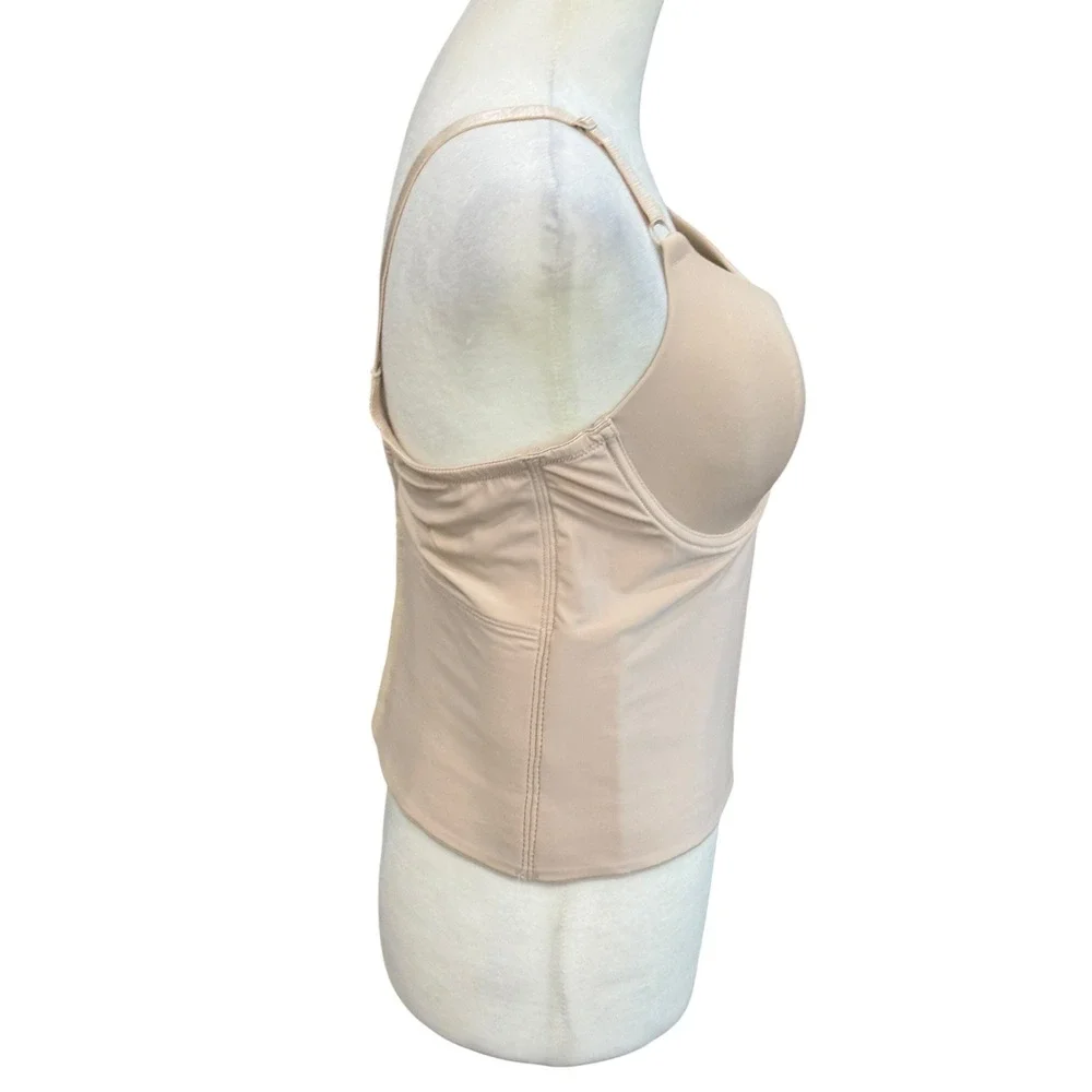 Victoria's Secret PINK Beige Longline Underwire Molded Cup‎ Bra 36C Nude Bustier